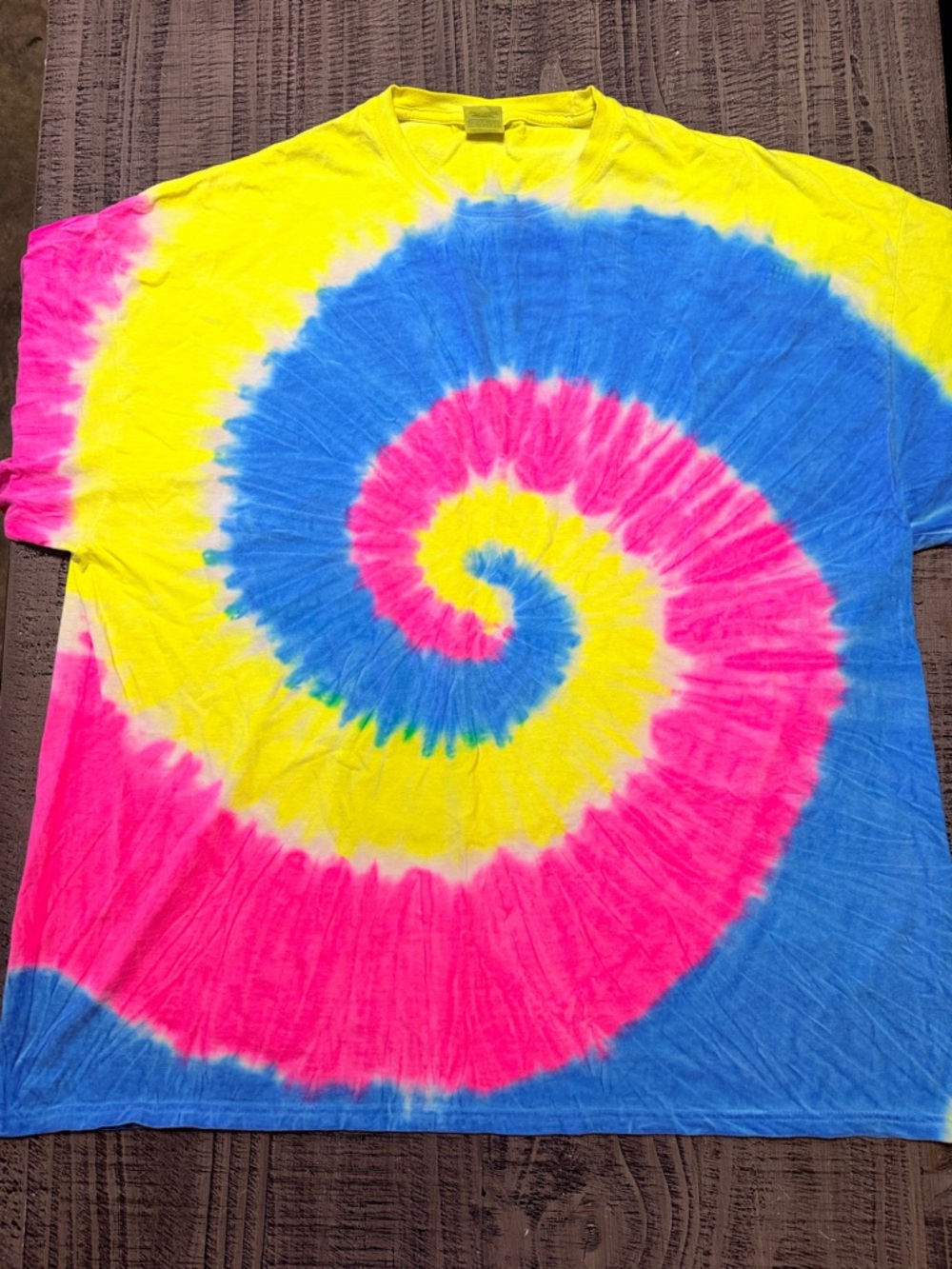 Spiral Tie-Dye Short Sleeve Tee - Pink, Yellow & Blue